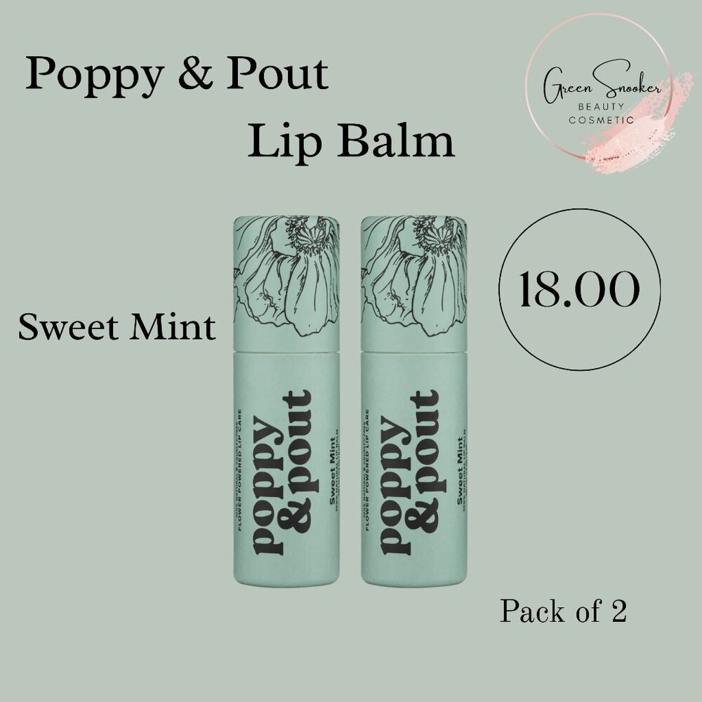 Poppy & Pout, Sweet Mint Lip Balm,100% Natural, Pack of 2